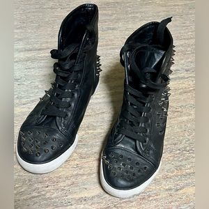 Misbehave high top sneakers with pointy silver color studs